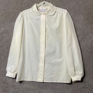 Vintage Act III Blouse Womens Small No Tag Lace Collar Minimalist Cottagecore